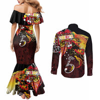 Papua New Guinea 2025 Couples Matching Mermaid Dress and Long Sleeve Button Shirt 50th Independence Day Anniversary LT03 - Polynesian Pride
