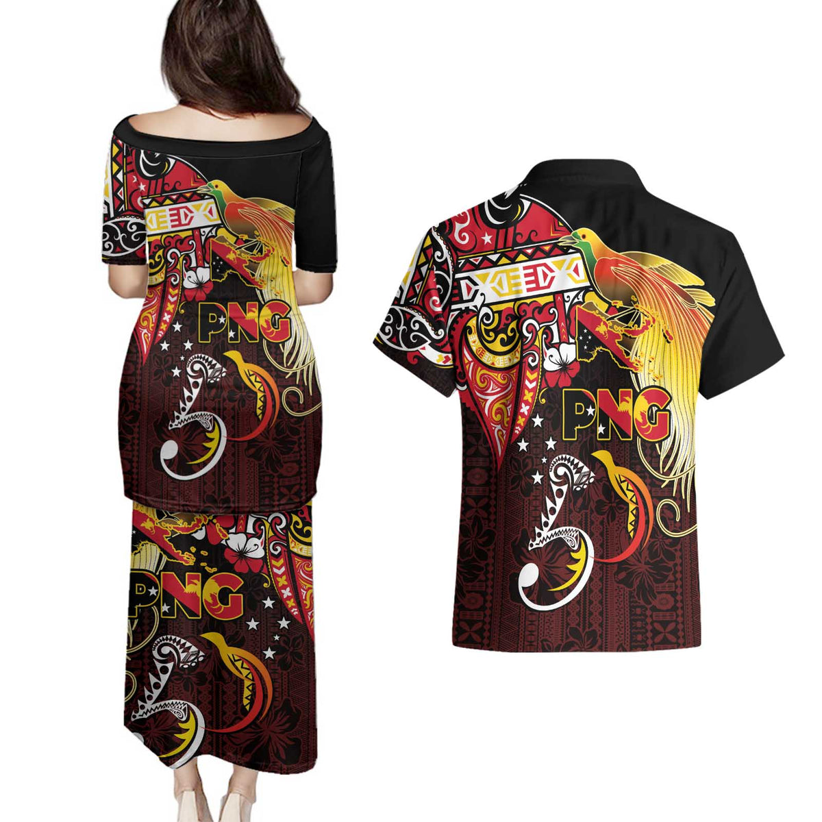 Papua New Guinea 2025 Couples Matching Puletasi and Hawaiian Shirt 50th Independence Day Anniversary LT03 - Polynesian Pride