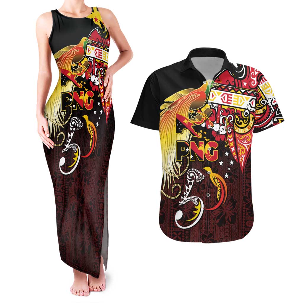 Papua New Guinea 2025 Couples Matching Tank Maxi Dress and Hawaiian Shirt 50th Independence Day Anniversary