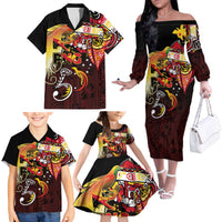 Papua New Guinea 2025 Family Matching Off The Shoulder Long Sleeve Dress and Hawaiian Shirt 50th Independence Day Anniversary LT03 - Polynesian Pride