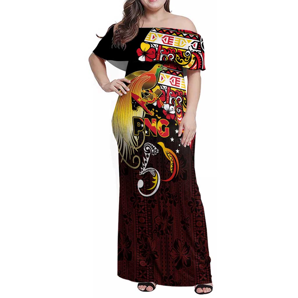 Papua New Guinea 2025 Family Matching Off Shoulder Maxi Dress and Hawaiian Shirt 50th Independence Day Anniversary