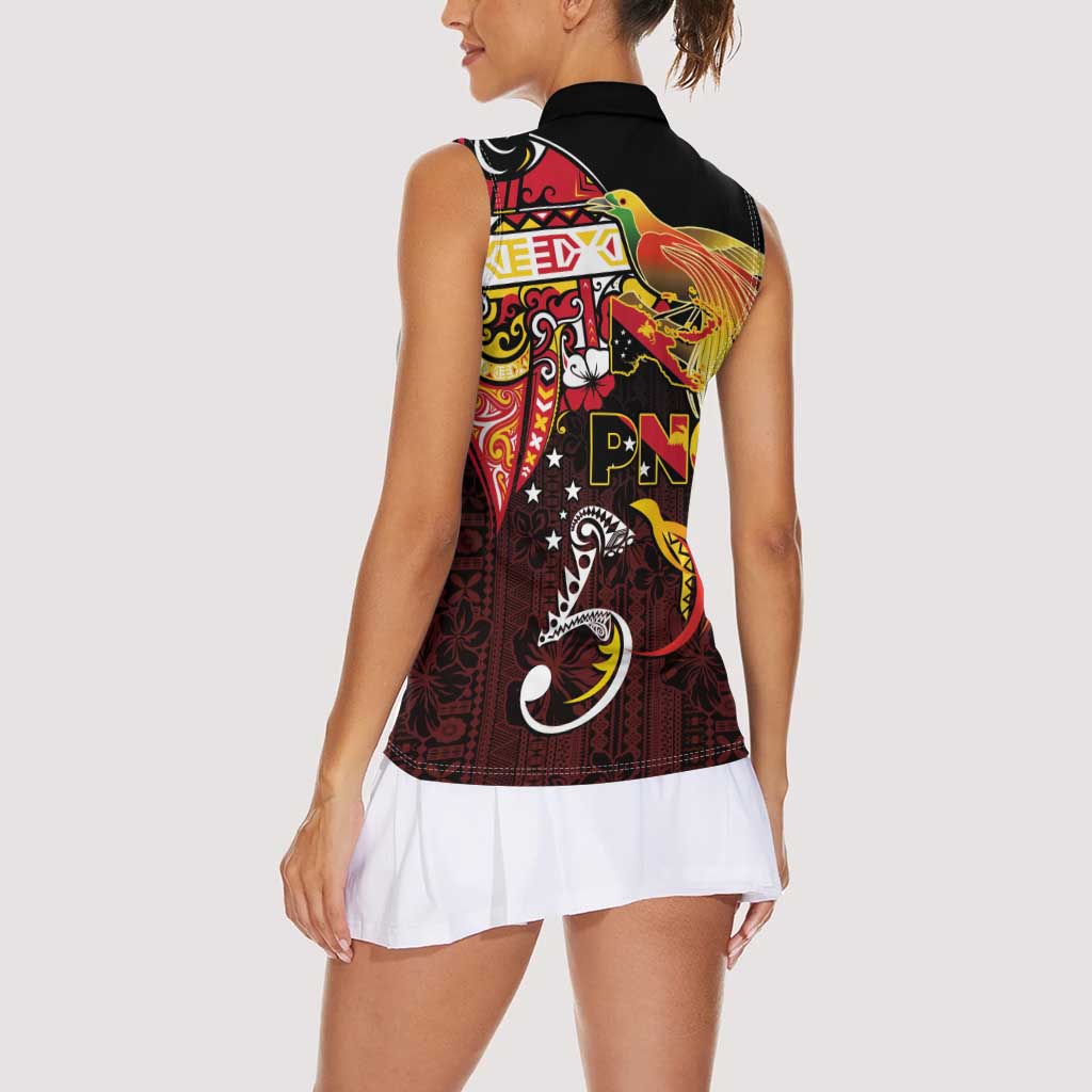 Papua New Guinea 2025 Women Sleeveless Polo Shirt 50th Independence Day Anniversary LT03 - Polynesian Pride