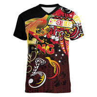 Papua New Guinea 2025 Women V-Neck T-Shirt 50th Independence Day Anniversary LT03 Female Red - Polynesian Pride
