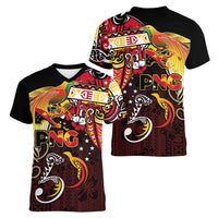 Papua New Guinea 2025 Women V-Neck T-Shirt 50th Independence Day Anniversary LT03 - Polynesian Pride