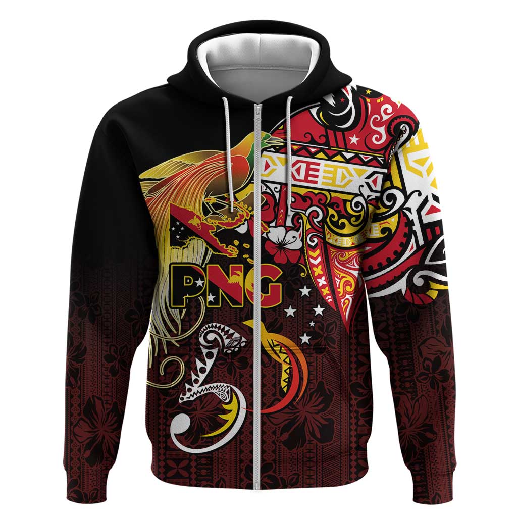 Papua New Guinea 2025 Zip Hoodie 50th Independence Day Anniversary LT03 Zip Hoodie Red - Polynesian Pride