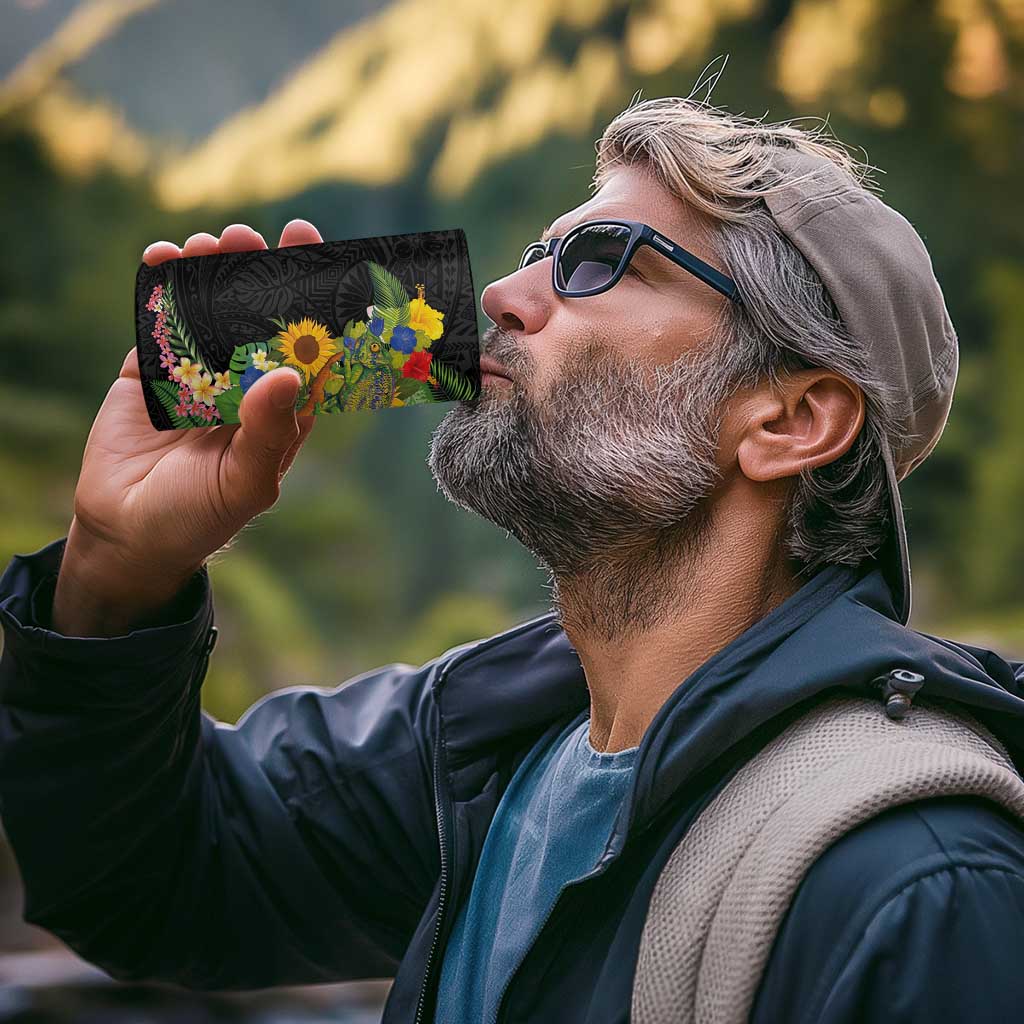 Hawaiian Tropical Plants and Chameleon 4 in 1 Can Cooler Tumbler Polynesian Art Colorful - Polynesian Pride