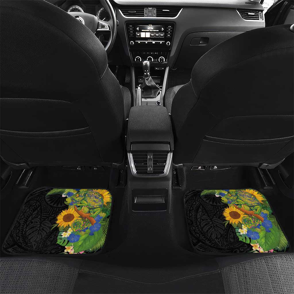 Hawaiian Tropical Plants and Chameleon Car Mats Polynesian Art Colorful - Polynesian Pride