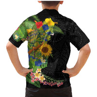 Hawaiian Tropical Plants and Chameleon Family Matching Mermaid Dress and Hawaiian Shirt Polynesian Art Colorful - Polynesian Pride