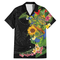 Hawaiian Tropical Plants and Chameleon Family Matching Mermaid Dress and Hawaiian Shirt Polynesian Art Colorful - Polynesian Pride