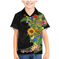 Hawaiian Tropical Plants and Chameleon Family Matching Mermaid Dress and Hawaiian Shirt Polynesian Art Colorful - Polynesian Pride