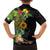 Hawaiian Tropical Plants and Chameleon Family Matching Off The Shoulder Long Sleeve Dress and Hawaiian Shirt Polynesian Art Colorful - Polynesian Pride