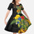 Hawaiian Tropical Plants and Chameleon Family Matching Off The Shoulder Long Sleeve Dress and Hawaiian Shirt Polynesian Art Colorful - Polynesian Pride