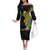 Hawaiian Tropical Plants and Chameleon Family Matching Off The Shoulder Long Sleeve Dress and Hawaiian Shirt Polynesian Art Colorful - Polynesian Pride