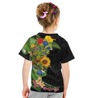Hawaiian Tropical Plants and Chameleon Kid T Shirt Polynesian Art Colorful - Polynesian Pride