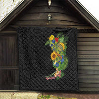 Hawaiian Tropical Plants and Chameleon Quilt Polynesian Art Colorful - Polynesian Pride