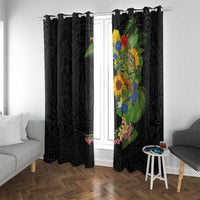 Hawaiian Tropical Plants and Chameleon Window Curtain Polynesian Art Colorful - Polynesian Pride