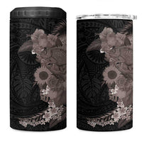 Hawaiian Tropical Plants and Chameleon 4 in 1 Can Cooler Tumbler Polynesian Art Grayscale - Polynesian Pride