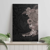 Hawaiian Tropical Plants and Chameleon Canvas Wall Art Polynesian Art Grayscale - Polynesian Pride