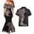 Hawaiian Tropical Plants and Chameleon Couples Matching Mermaid Dress and Hawaiian Shirt Polynesian Art Grayscale - Polynesian Pride