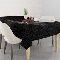 Hawaiian Tropical Plants and Chameleon Tablecloth Polynesian Art Grayscale - Polynesian Pride