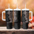 Hawaiian Tropical Plants and Chameleon Tumbler With Handle Polynesian Art Grayscale - Polynesian Pride