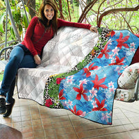 Hawaiian Tropical Flowers and Leaves Quilt on Leopard Pattern Half Style White-Blue Version - Polynesian Pride