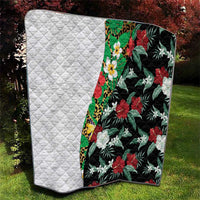 Hawaiian Tropical Flowers and Leaves Quilt on Leopard Pattern Half Style White-Black Version - Polynesian Pride