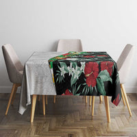 Hawaiian Tropical Flowers and Leaves Tablecloth on Leopard Pattern Half Style White-Black Version - Polynesian Pride