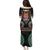 Fiji Coat of Arms Traditional Dashiki Puletasi Tapa Art and Palm Leaves Pattern Black Color - Polynesian Pride