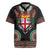 Fiji Coat of Arms Traditional Dashiki Rugby Jersey Tapa Art and Palm Leaves Pattern Black Color - Polynesian Pride