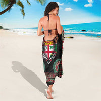 Fiji Coat of Arms Traditional Dashiki Sarong Tapa Art and Palm Leaves Pattern Black Color LT03 - Polynesian Pride