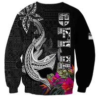 Polynesian Fiji Sweatshirt Shark and Hibiscus Tapa Pattern Version LT03 - Polynesian Pride
