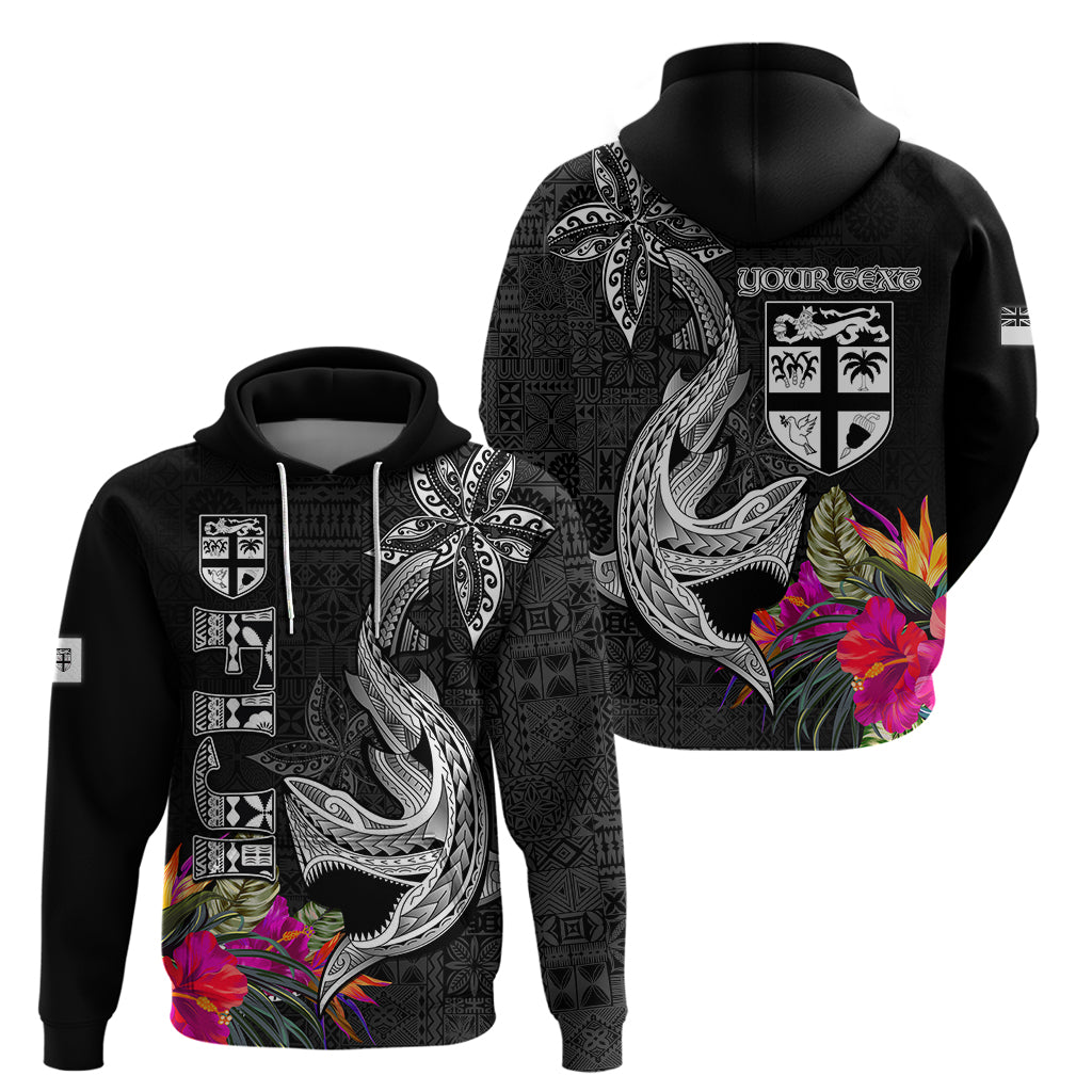 Custom Polynesian Fiji Hoodie Shark and Hibiscus Tapa Pattern Version LT03 - Polynesian Pride