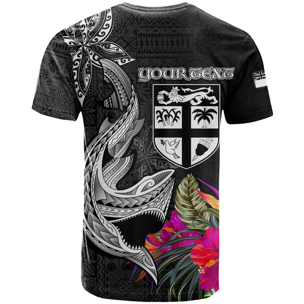 Custom Polynesian Fiji T Shirt Shark and Hibiscus Tapa Pattern Version LT03 - Polynesian Pride