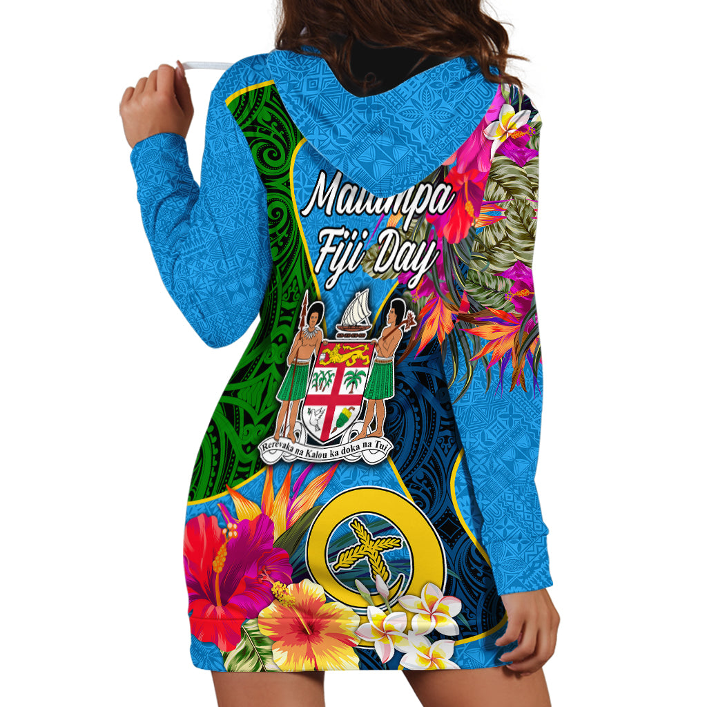 Malampa Fiji Day Hoodie Dress Tropical Plants Mix Polynesian and Tapa Pattern LT03 - Polynesian Pride