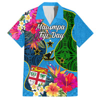 Malampa Fiji Day Kid Hawaiian Shirt Tropical Plants Mix Polynesian and Tapa Pattern LT03 Kid Blue - Polynesian Pride