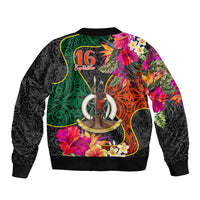 Penama Day Bomber Jacket 16th September Polynesian Pattern with Pacific Flower LT03 - Polynesian Pride
