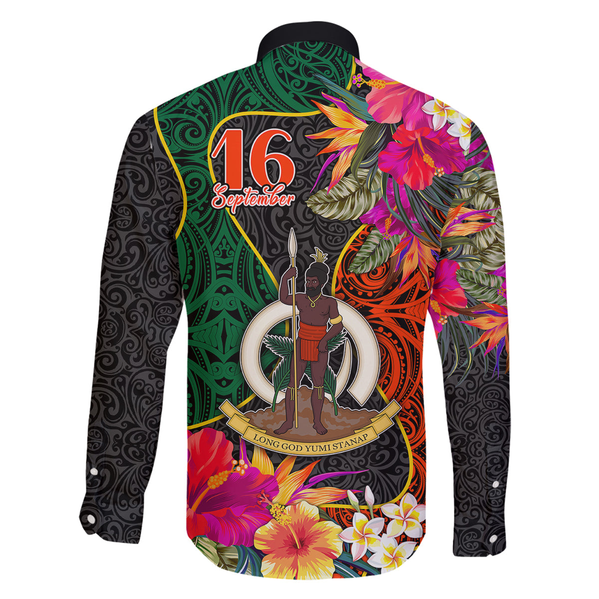 Penama Day Family Matching Off Shoulder Short Dress and Hawaiian Shirt 16th September Polynesian Pattern with Pacific Flower LT03 - Polynesian Pride