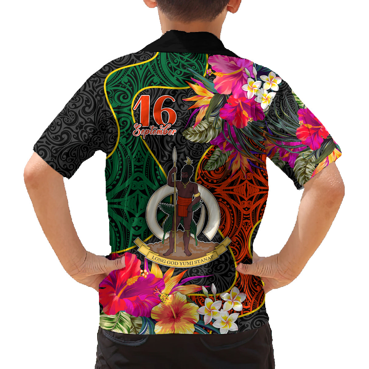 Penama Day Family Matching Short Sleeve Bodycon Dress and Hawaiian Shirt 16th September Polynesian Pattern with Pacific Flower LT03 - Polynesian Pride