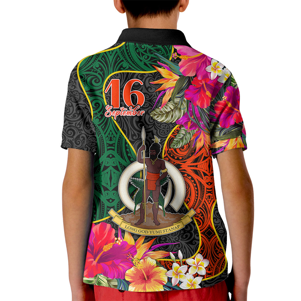 Penama Day Kid Polo Shirt 16th September Polynesian Pattern with Pacific Flower LT03 - Polynesian Pride