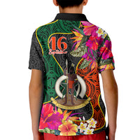 Penama Day Kid Polo Shirt 16th September Polynesian Pattern with Pacific Flower LT03 - Polynesian Pride