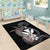 Hawaiian Whale and Kanaka Maoli Symbol Area Rug Hibiscus with Hawaii Map and Polynesian Tattoo Grayscale Color