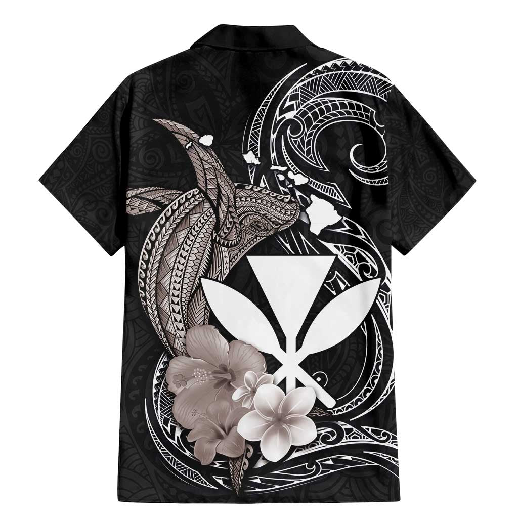 Hawaiian Whale and Kanaka Maoli Symbol Family Matching Mermaid Dress and Hawaiian Shirt Hibiscus with Hawaii Map and Polynesian Tattoo Grayscale Color LT03 - Polynesian Pride