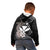 Hawaiian Whale and Kanaka Maoli Symbol Kid Hoodie Hibiscus with Hawaii Map and Polynesian Tattoo Grayscale Color