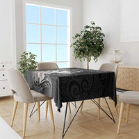 Hawaiian Whale and Kanaka Maoli Symbol Tablecloth Hibiscus with Hawaii Map and Polynesian Tattoo Grayscale Color LT03 - Polynesian Pride