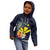Hawaiian Whale and Kanaka Maoli Symbol Kid Hoodie Hibiscus with Hawaii Map and Polynesian Tattoo Deep Sea Color