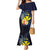 Hawaiian Whale and Kanaka Maoli Symbol Mermaid Dress Hibiscus with Hawaii Map and Polynesian Tattoo Deep Sea Color