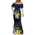 Hawaiian Whale and Kanaka Maoli Symbol Mermaid Dress Hibiscus with Hawaii Map and Polynesian Tattoo Deep Sea Color