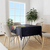 Hawaiian Whale and Kanaka Maoli Symbol Tablecloth Hibiscus with Hawaii Map and Polynesian Tattoo Deep Sea Color LT03 - Polynesian Pride