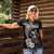 Hawaiian Whale and Volcanic Eruption Women Polo Shirt Hibiscus and Kakau Pattern Grayscale Color